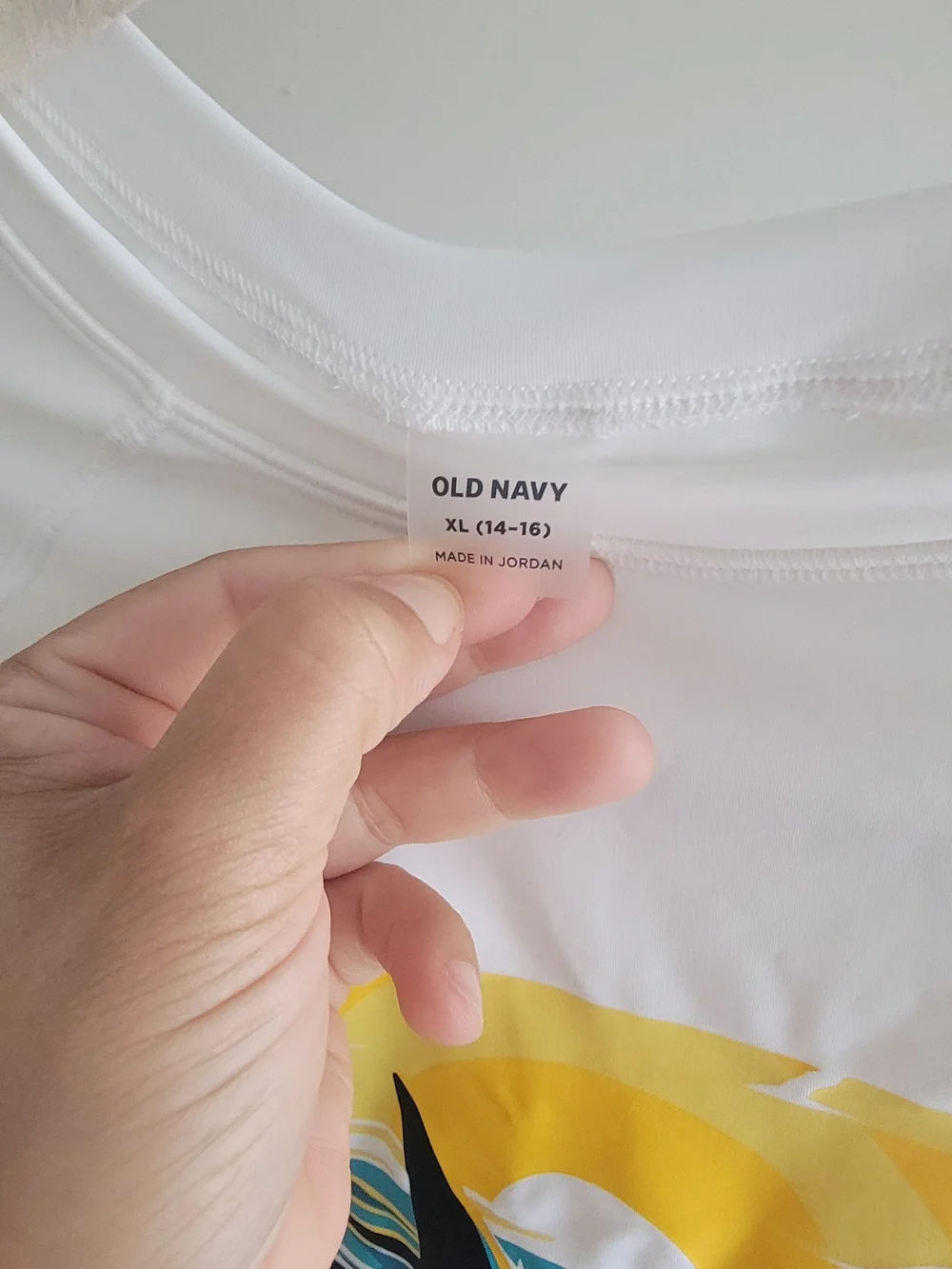 Old Navy White Graphic Tee with Yellow Accent